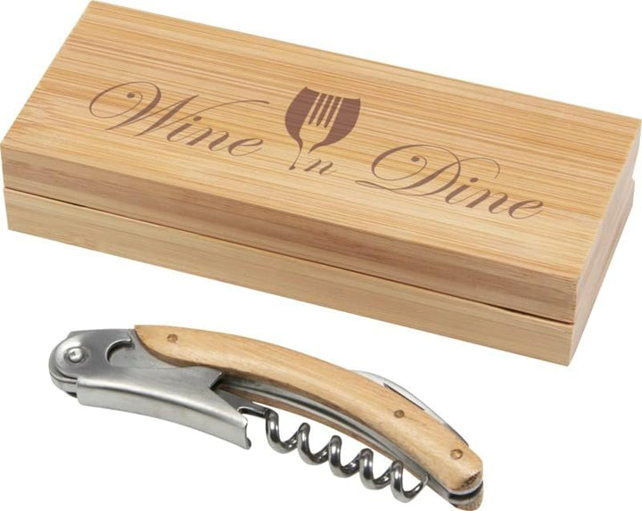 Schmalz® Bambus Kellnermesser inkl.Wunschgravur Gravur graviert Bambus Geschenkset personalisiert