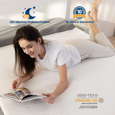 Newentor® 2in1 Härtegrade H2&H3 Gel Topper 90x200cm, 10cm Höhe Öko-TEX® Zertifiziert Matratzen Toppe