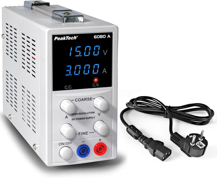 PeakTech P 6080 A Labornetzteil 0-15V / 0-3A, Hochauflösendes Labornetzgerät Single, Single
