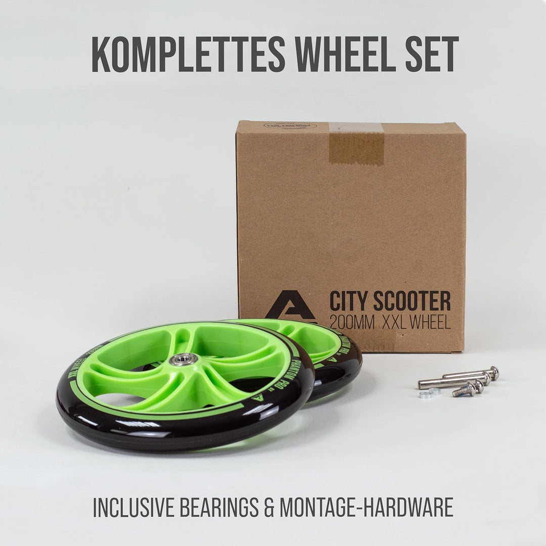 Apollo City Scooter 200mm Ersatzräderset - Pro Wheels mit ABEC 7 Kugellager, Roller Rad Ersatz-Räder