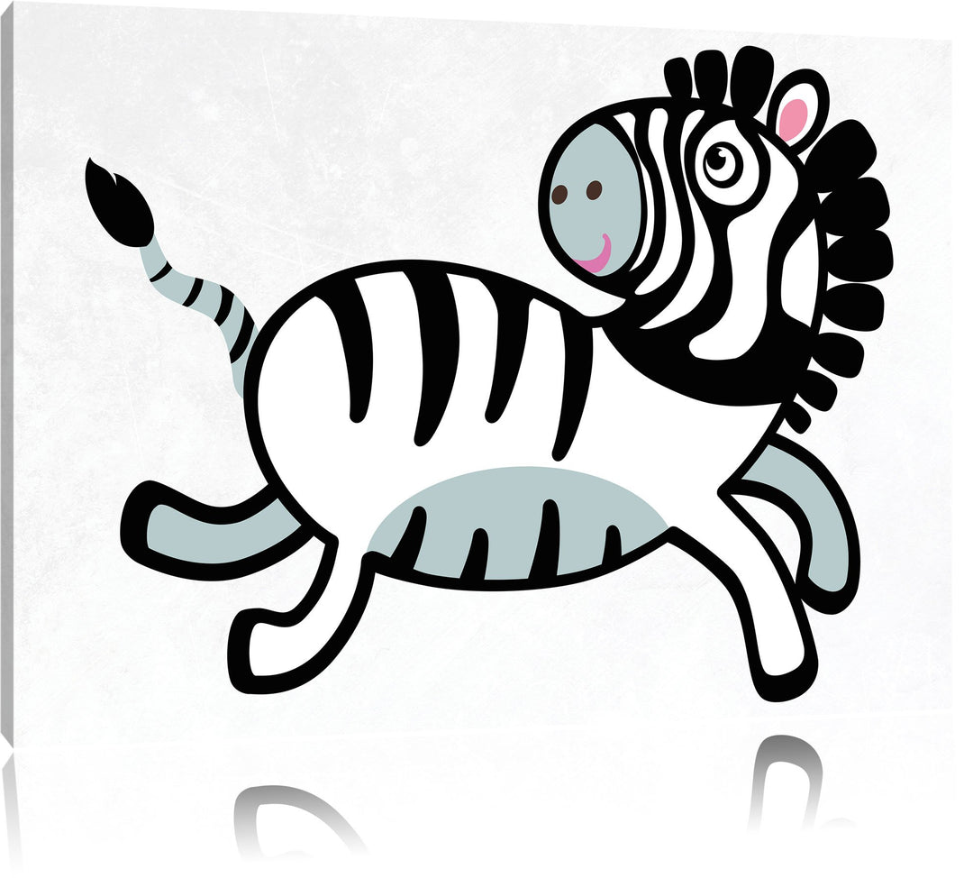 Niedliches Zebra weiss, Format: 100x70 auf Leinwand, XXL riesige Bilder fertig gerahmt mit Keilrahme