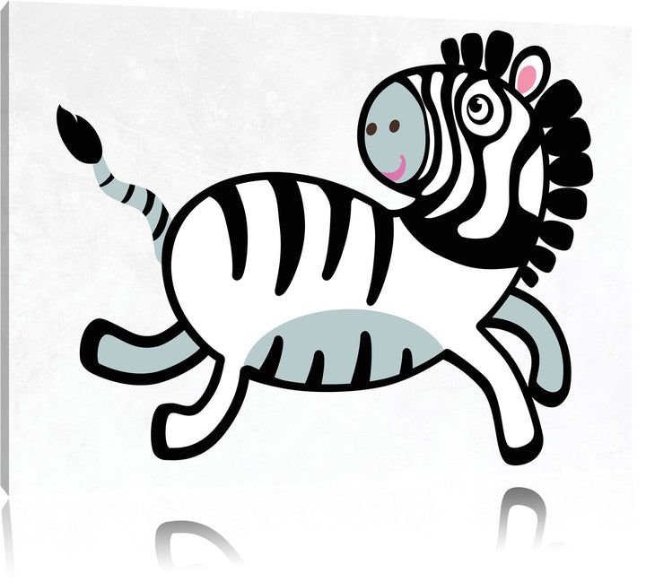 Niedliches Zebra weiss, Format: 100x70 auf Leinwand, XXL riesige Bilder fertig gerahmt mit Keilrahme