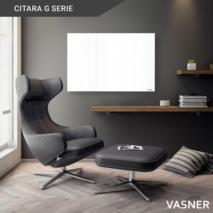VASNER Citara G – Glas Infrarotheizung 300-900 W, Made in Germany, rahmenlose Elektroheizung Wandmon