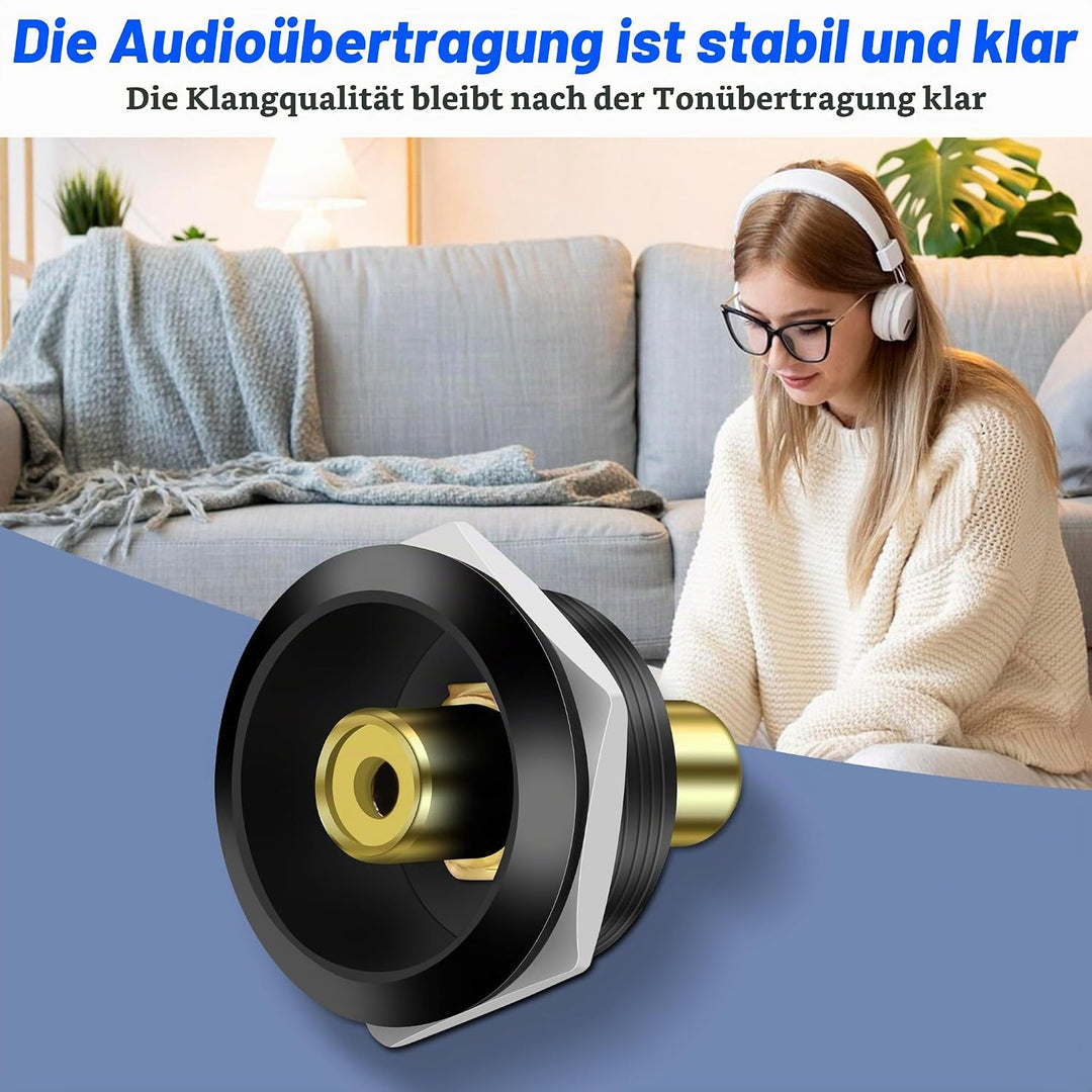 MEIRIYFA RCA Panel Mount Connectors, Cinch Buchse zu Buchse Kuppler Runde Adapter Eingebettet Gewind