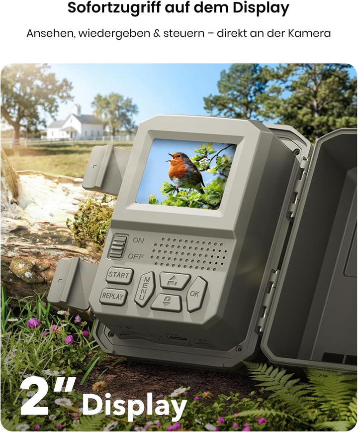 Misstech 4K 64MP UHD Solar Wildkamera mit Handyübertragung App, Klare Nachtsicht, Solar-autark, 0,1s