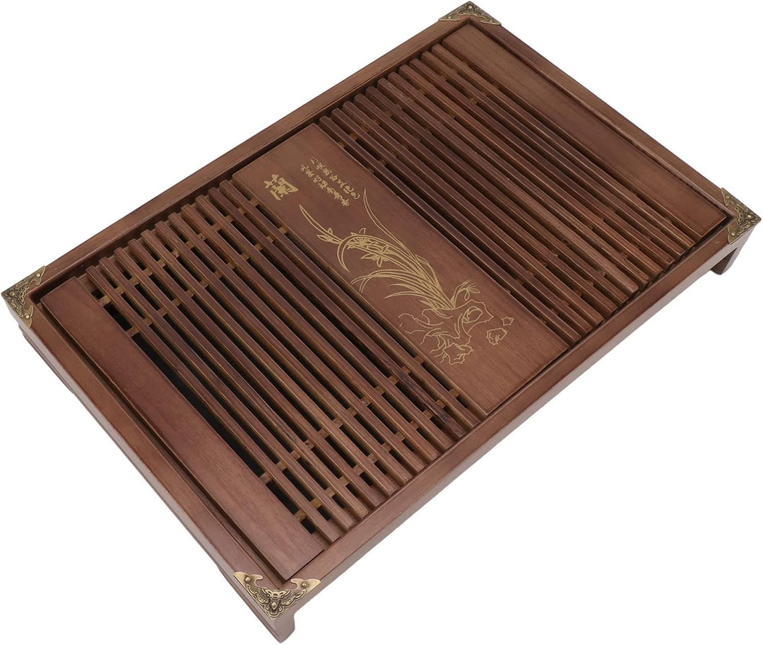 Kungfu-Teetablett, Chinesisches Gongfu-Teetablett, Drainage-Wasserspeicher, Holz-Teetisch mit Abflus