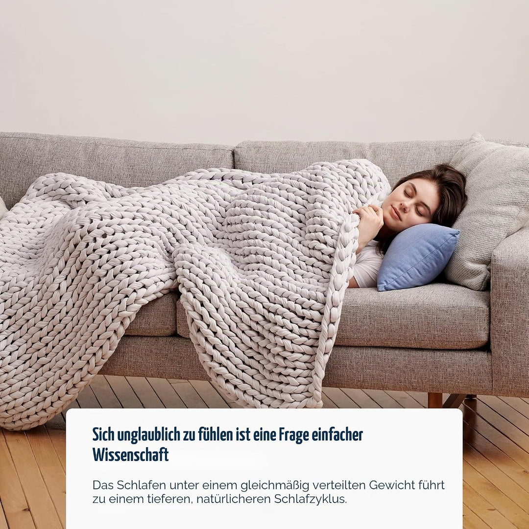 Bearaby Handgestrickte gewichtete Decken aus Baumwolle für Erwachsene – Grobstrickdecke – nachhaltig