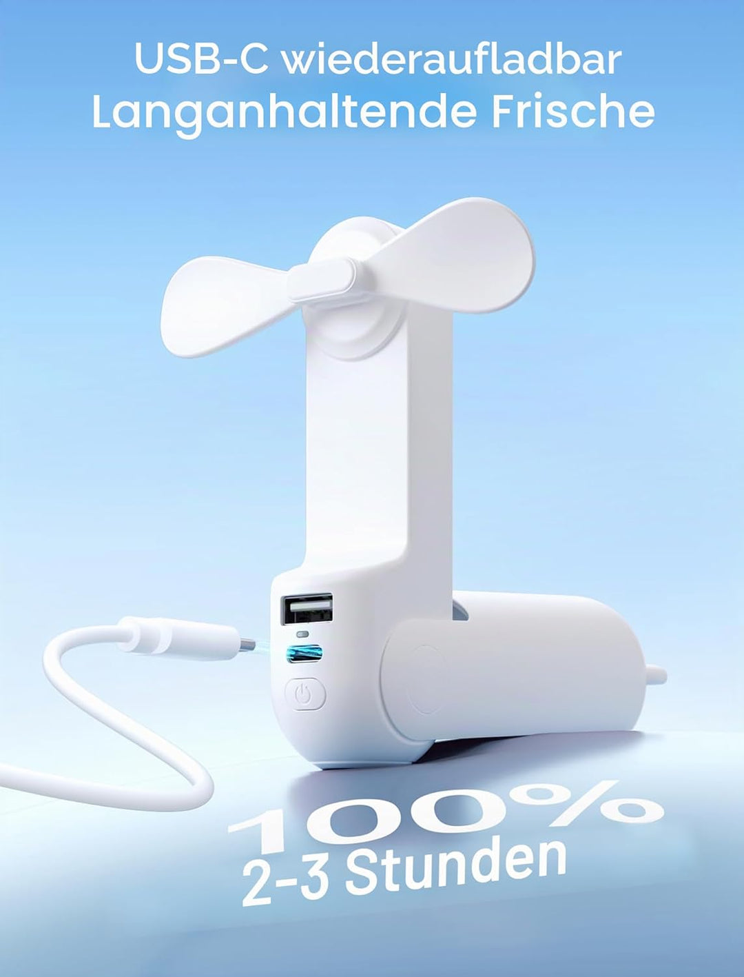 JISULIFE Mini Handventilator, 3-in-1 Handventilator, wiederaufladbarer USB [12–19 Betriebsstunden] m
