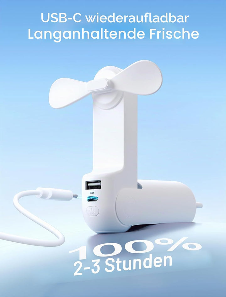 JISULIFE Mini Handventilator, 3-in-1 Handventilator, wiederaufladbarer USB [12–19 Betriebsstunden] m