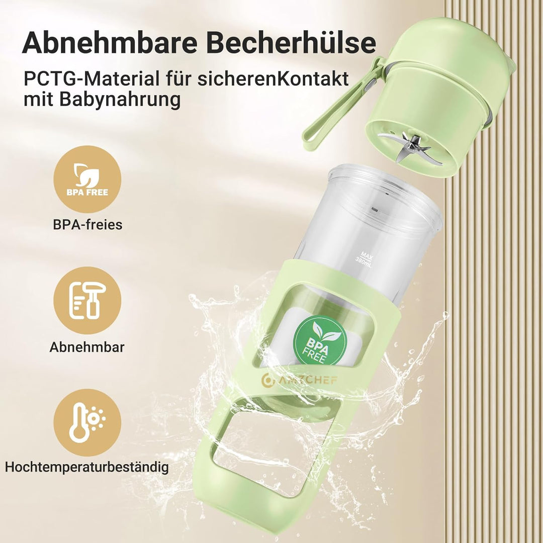 AMZCHEF Smoothie Maker To Go - Antioxidantien Vakuum Bottle Blender mit 10 Klingen für Fresh Juice,