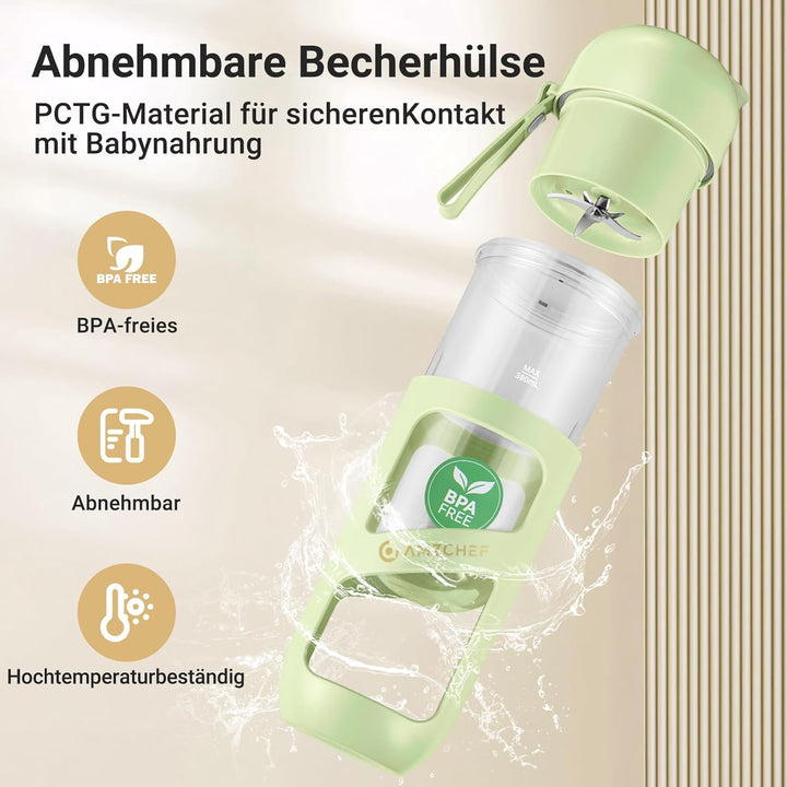 AMZCHEF Smoothie Maker To Go - Antioxidantien Vakuum Bottle Blender mit 10 Klingen für Fresh Juice,