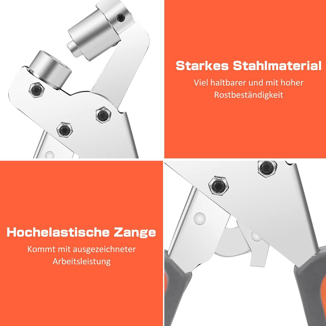 BriSunshine Ösenzange Set mit 500PCS (Innen Ø 10mm) Metallösen Ösen,Professionelles Handheld Ösensta