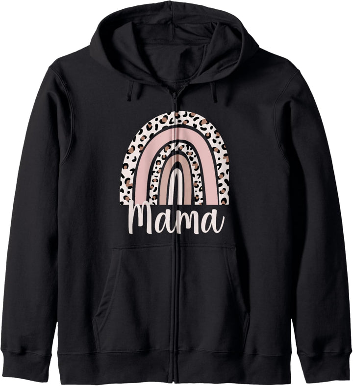 Cool Cute Mama Family Time New Mom Leopard Regenbogen Kapuzenjacke