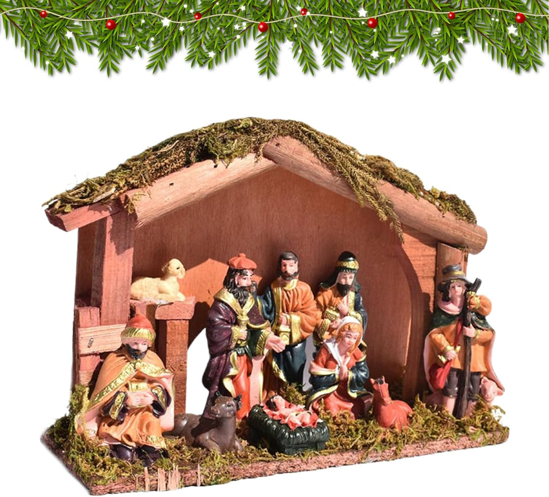 Weihnachtskrippen Figuren aus Resin | Jesus Geburtsfiguren Dekoration | Weihnachtskrippen Set aus Ho