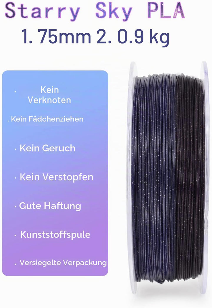 ZIRO 3D Drucker Filament, Gradient Twinkling PLA Filament 1.75mm, Mehrfarbiges PLA Filament, 1kg/2.2