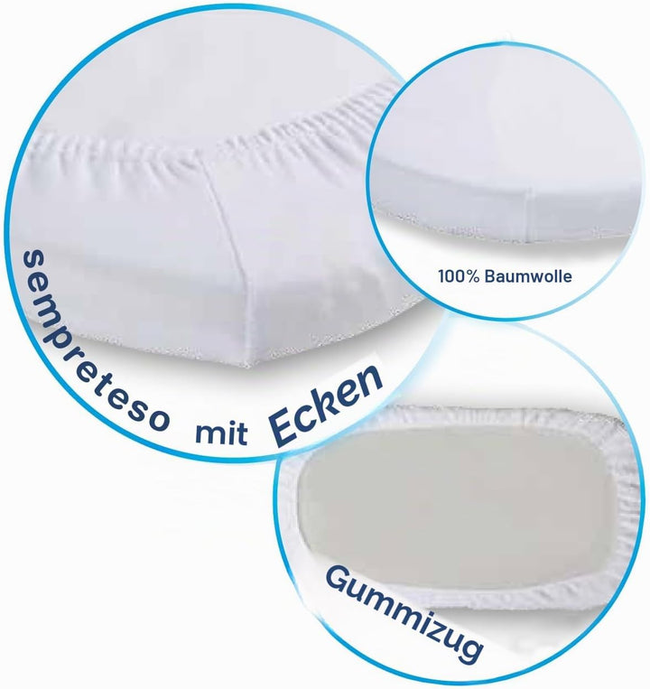 Andy & Helen Bettwäsche-Set für Kinderwagen, Bestickt, Spannbettlaken mit Gummibändern und Kissenbez