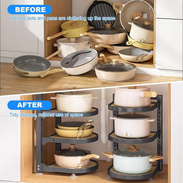 Topflappen, Pfannen-Organizer für Küche, Küchenregal, Bratpfanne Kochpfanne gestaffeltes Lagerregal,