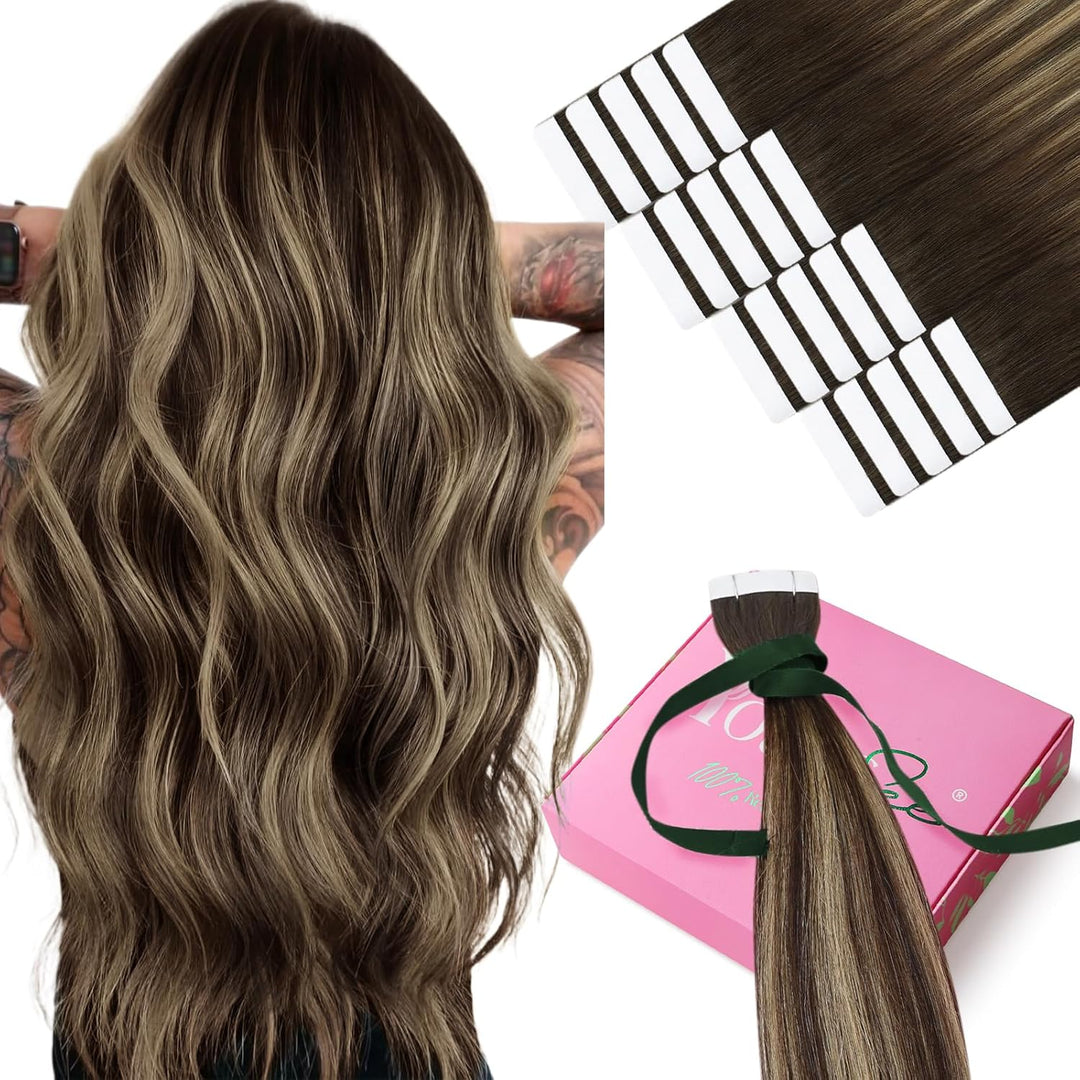YoungSee Echthaar Extensions Tape Ombre Tape in Extensions Echthaar Kurz 30 cm Tape Haarverlangerung