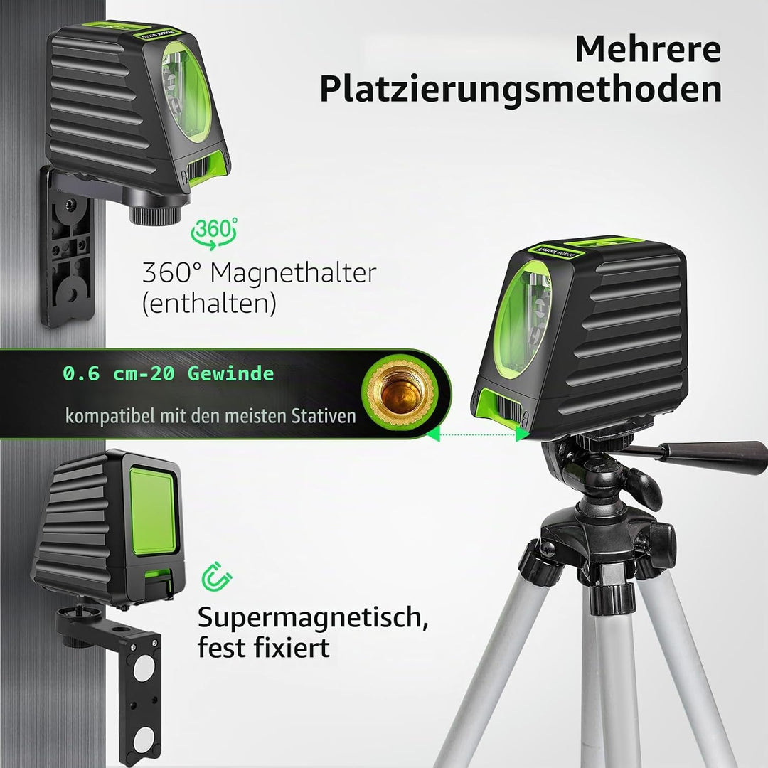Huepar BOX-1G Kreuzlinienlaser Grün, Linienlaser Selbstnivellierenden mit Pulsfunktion, Umschaltbar