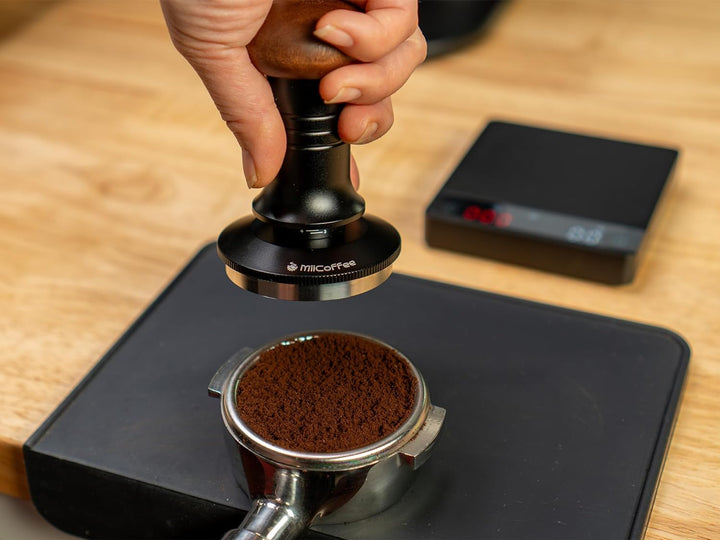 MiiCoffee Espresso-Kaffeestampfer 58,5 mm, ebener Kaffeestampfer für 58-mm-Siebträger, verstellbare