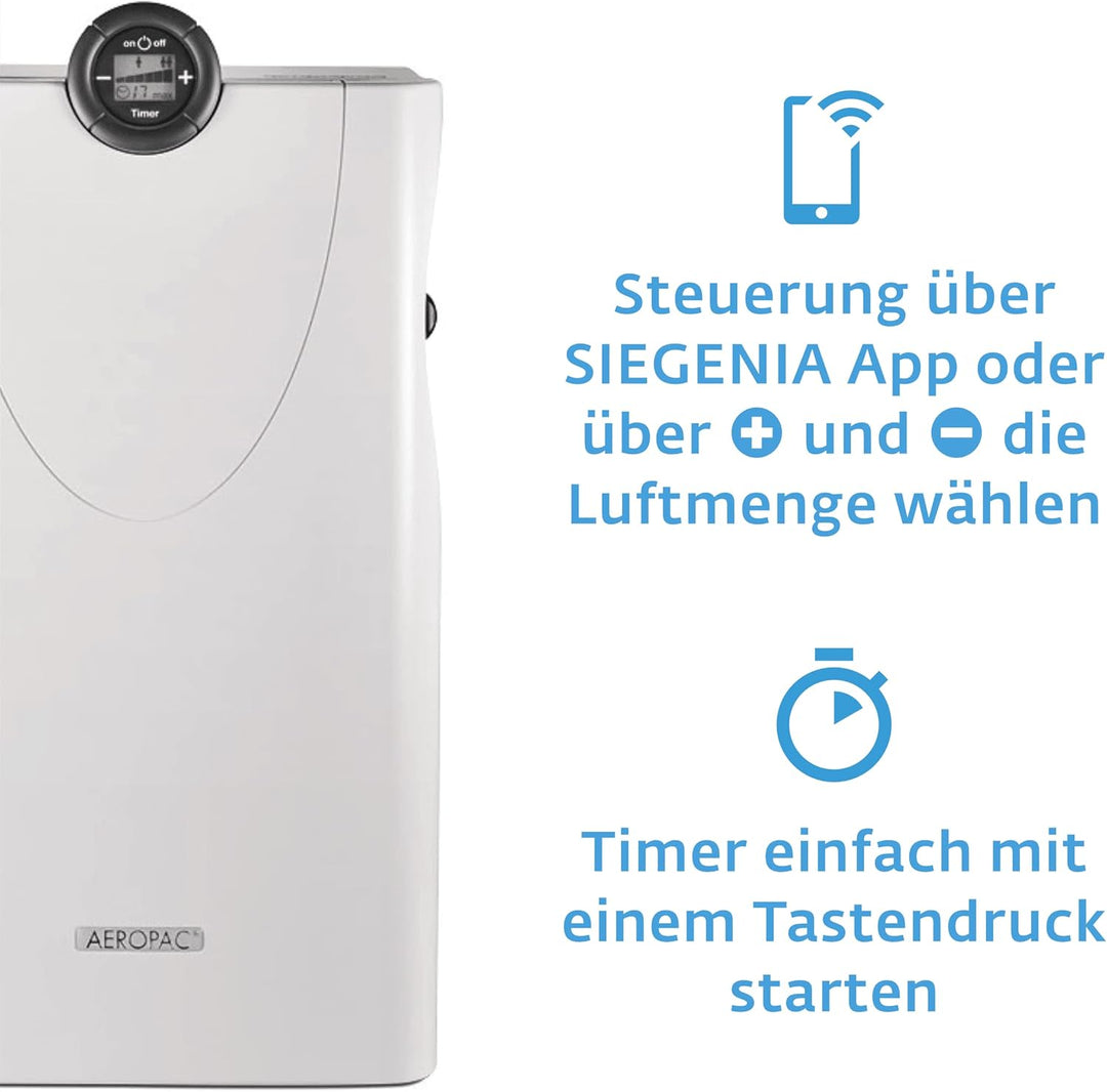 SIEGENIA AEROPAC IE smart Wand-Lüfter leise &amp; energiesparend, dezentrale Wohnraum-Lüftung, hohe Luft