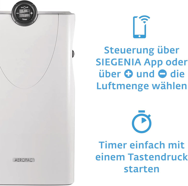 SIEGENIA AEROPAC IE smart Wand-Lüfter leise &amp; energiesparend, dezentrale Wohnraum-Lüftung, hohe Luft