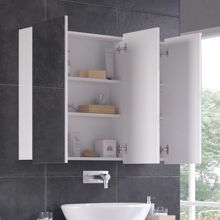 Vicco Bad Spiegelschrank Sola, Weiss, 100 x 79.8 cm mit 3 Türen 100 x 80 cm, 100 x 80 cm