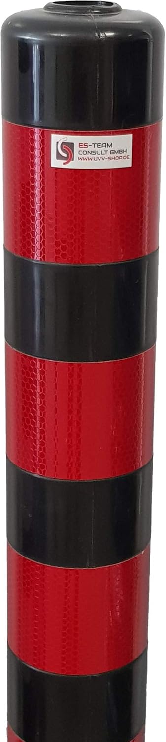 UvV® Reflex Absperrpfosten, Poller 100 cm hoch, flexibel schwarz, reflektierend (1 Stück, Schwarz-Ro