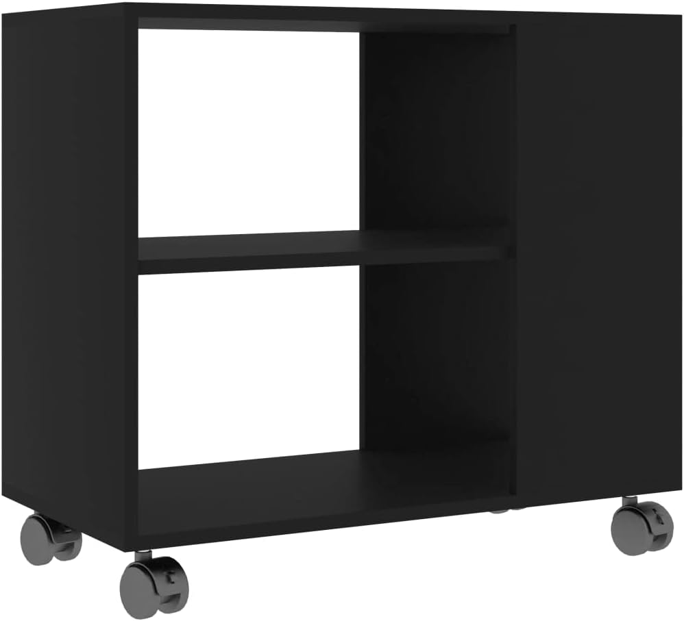FIRBNUS Beistelltisch Schwarz 70x35x55 cm Beistelltisch mit Rollen Beistelltisch Sofa Beistelltisch