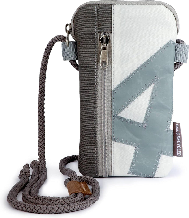 360° Grad Handytasche & Portemonnaie unisex aus Segeltuch, weiss grau, Zahl hellgrau, verstellbare K