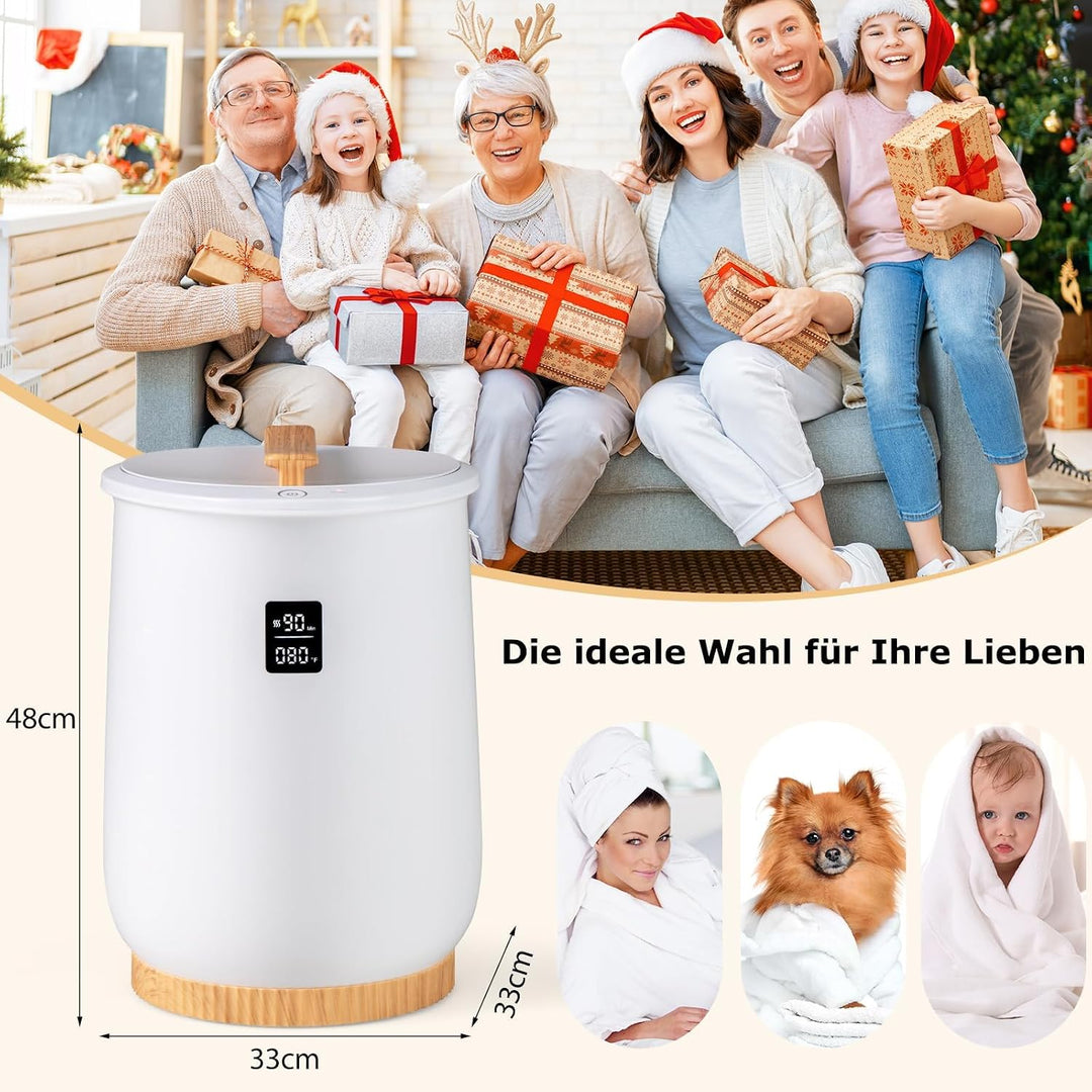 RELAX4LIFE 20L Handtuchwärmer, Handtuchtrockner elektrisch mit LED-Anzeige & 4 Timer-Einstellungen,