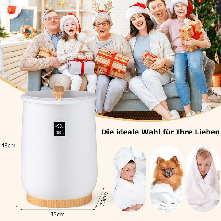 RELAX4LIFE 20L Handtuchwärmer, Handtuchtrockner elektrisch mit LED-Anzeige & 4 Timer-Einstellungen,