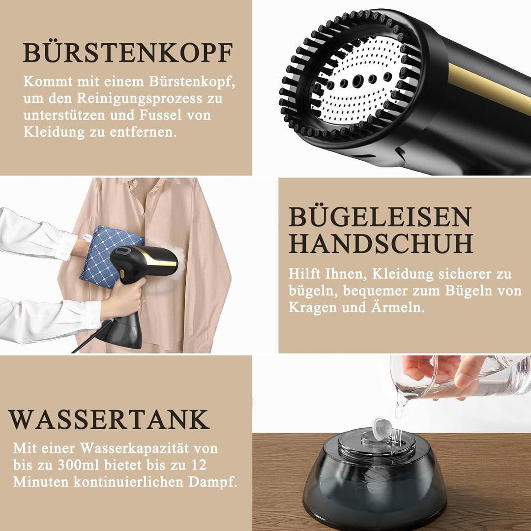 COVACURE Dampfglätter Bügeleisen Steamer - 1500W Dampfbügeleisen mit 300ml Wassertank, 20s Schnellau