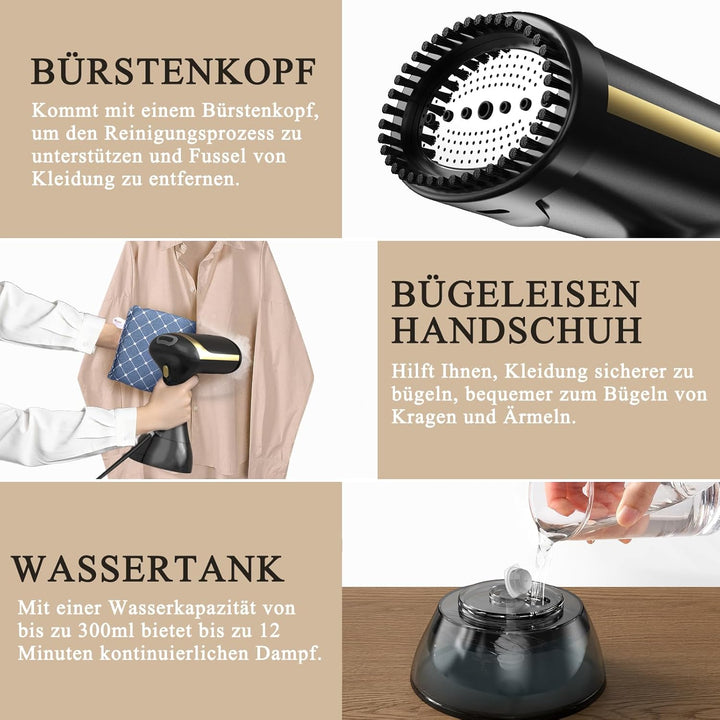 COVACURE Dampfglätter Bügeleisen Steamer - 1500W Dampfbügeleisen mit 300ml Wassertank, 20s Schnellau