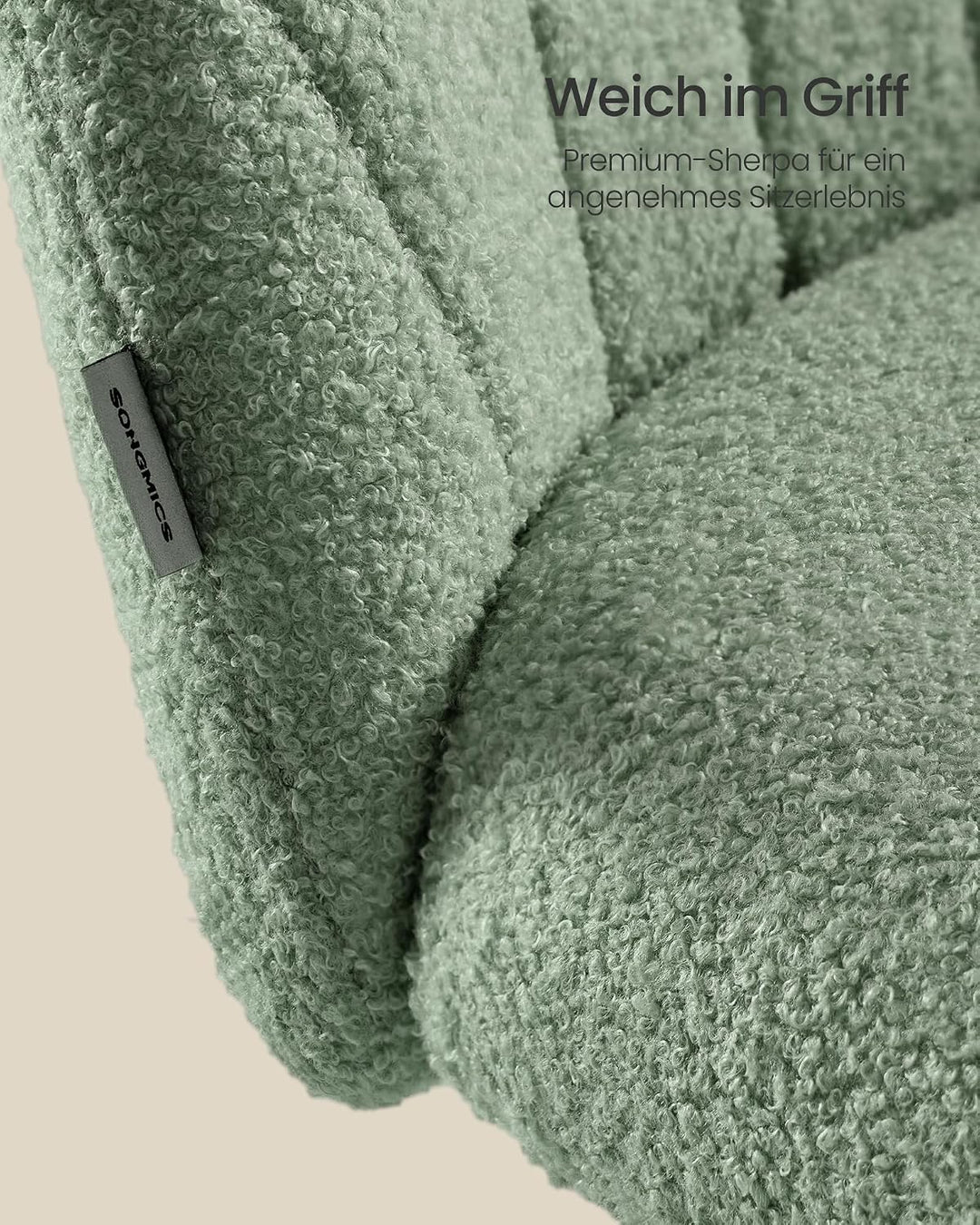 SONGMICS Homeoffice-Stuhl, Schminkstuhl aus Teddy-Fleece, Schreibtischstuhl, Schaumstoffpolsterung,