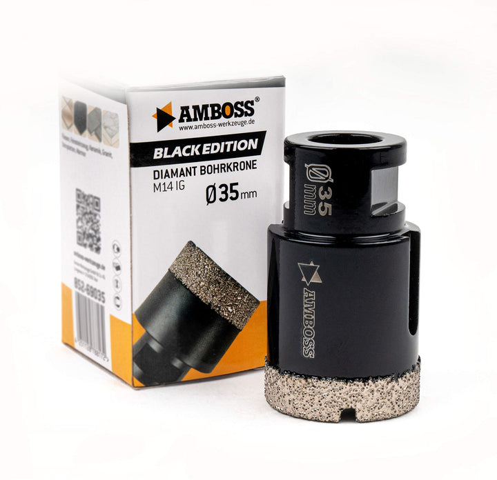 Amboss - Diamant Bohrkrone 35 mm (M14) für Winkelschleifer | Geeignet für Feinsteinzeug, harte Flies