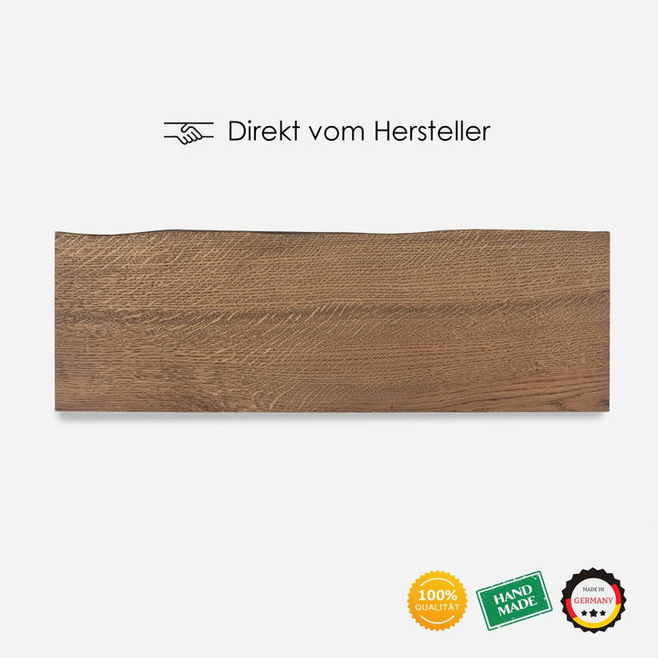 Wandregal Holz Eiche massiv dunkel - Handgefertigtes Regal mit Baumkante Bücherregal Holzregal Wandb