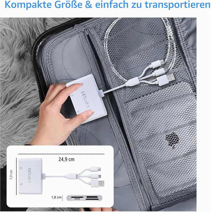 Memory Stick Pro Duo Adapter - 4 in 1 SD/microSD/MS/XD Bilderkartenleser mit 3 in 1 Lightning/USB-C/
