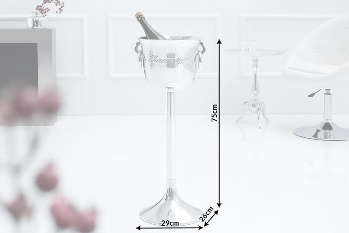 Riess Ambiente eleganter Sektkühler Champagne 75cm Silber poliert Flaschenkühler Flaschenhalter Flas