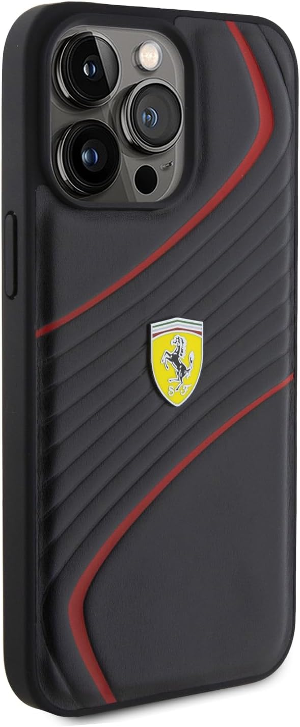 Ferrari FEHCP15XPTWK Hülle für iPhone 15 Pro Max 6.7" Schwarz hardcase Twist Metal Logo
