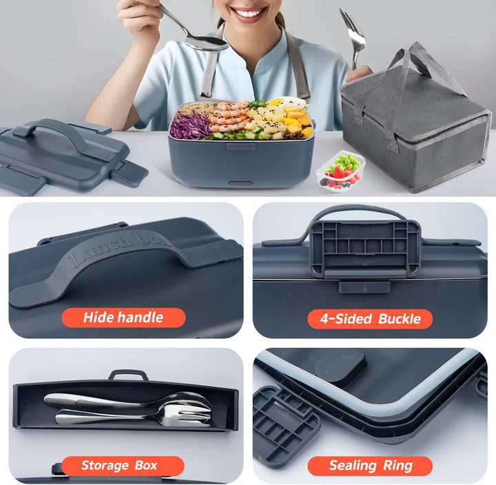 Grosse Elektrische Lunchbox 90 W, 3-in-1 Lunchbox Erwachsene für Edelstahl, 12 V/24 V/220 V für Auto