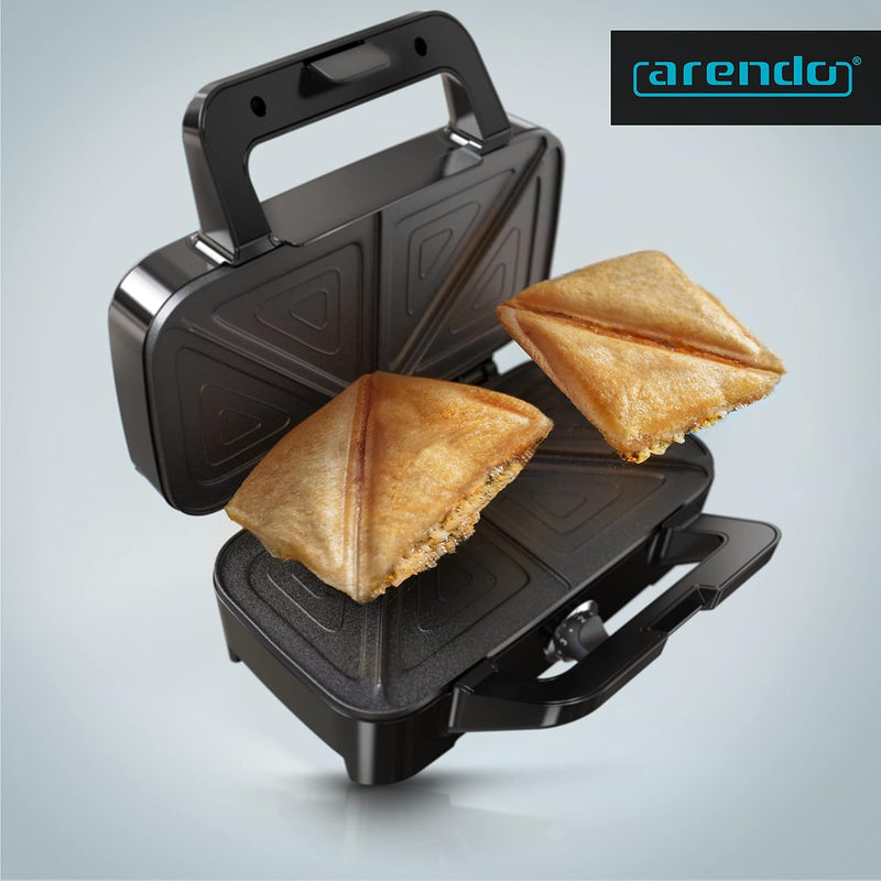 Arendo - Sandwichmaker 1200 W mit Antihaftbeschichtung - mit abnehmbaren Platten - spülmaschinentaug