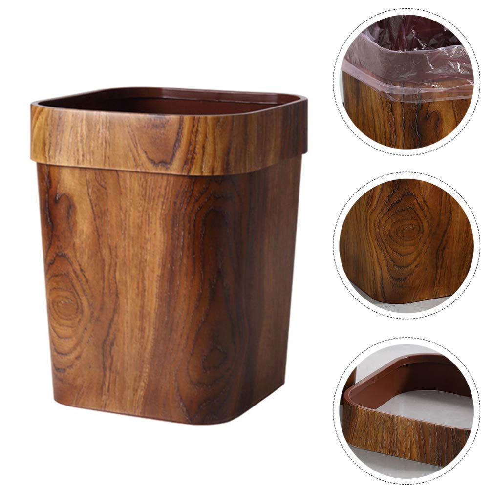 LIFKOME Imitierter Holz-Mülleimer, rustikaler Mülleimer, Mülleimer für Badezimmer, Schlafzimmer, Küc