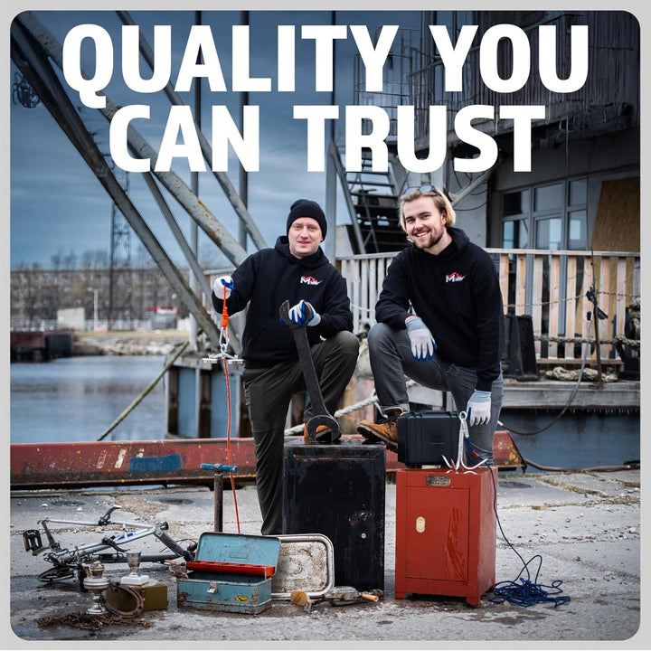 Magnetfischen Set - 500 KG (2 x 250kg) - Ø75mm - Neodym Magnet mit Seil (20M) & Handschuhe - Magnet