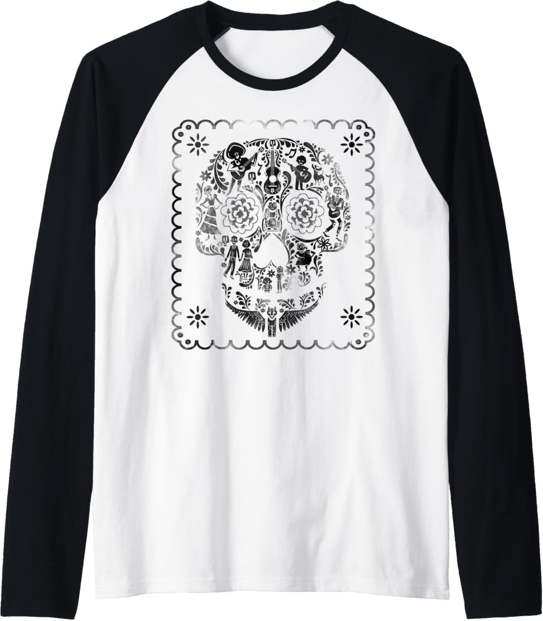 Disney Pixar Coco Sugar Skull Characters Guitar Raglan