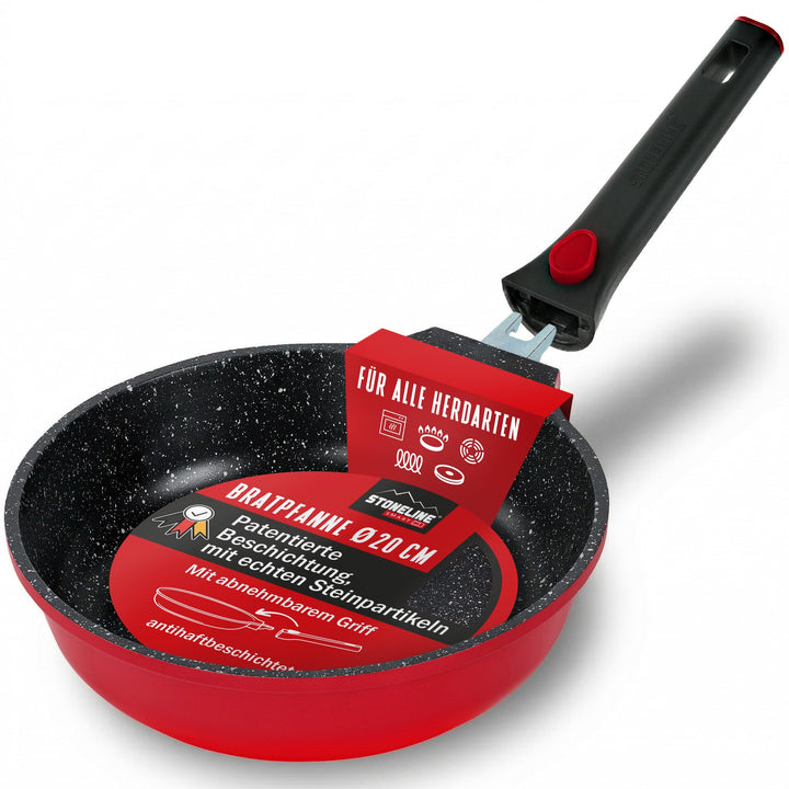STONELINE SMART Bratpfanne mit Abnehmbarem Griff 20 cm, Kleine Aluguss Pfanne Induktion, Für alle He