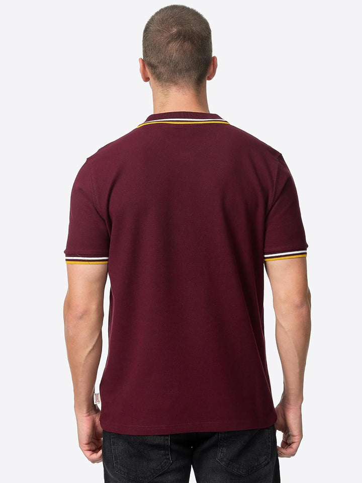 Lonsdale Herren Velton Poloshirt L Oxblood/Yellow/White, L Oxblood/Yellow/White
