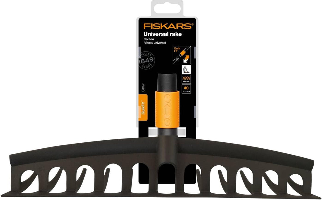 Fiskars Rechen mit 12 Zinken, Werkzeugkopf, Breite: 41 cm, Glasfaserverstärkte Kunststoffzinken, Sch