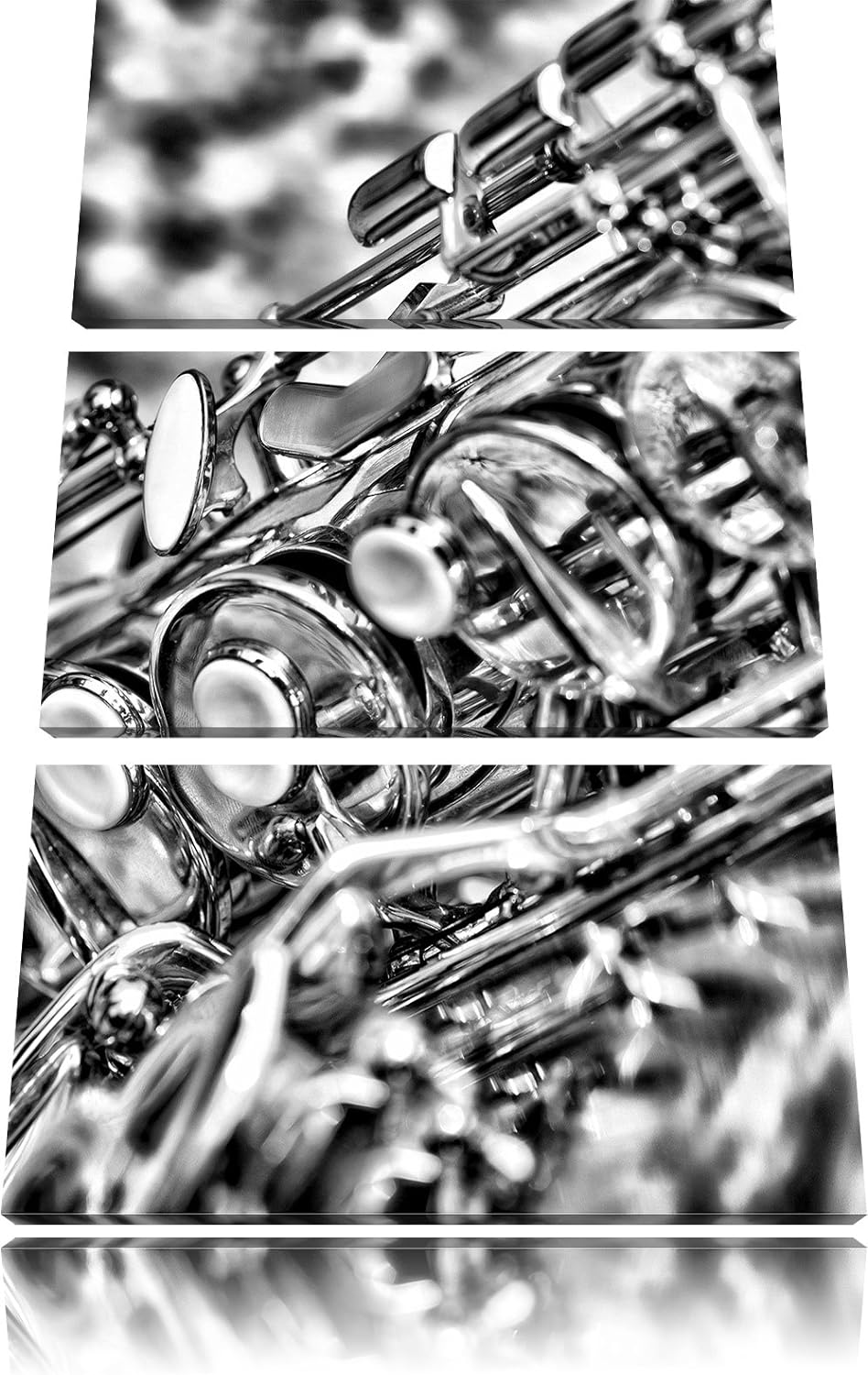 Pixxprint Saxophon als Leinwandbild | Grösse: 3 Teilig (120x80) | Wandbild| Kunstdruck | fertig besp