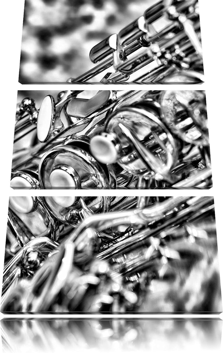 Pixxprint Saxophon als Leinwandbild | Grösse: 3 Teilig (120x80) | Wandbild| Kunstdruck | fertig besp